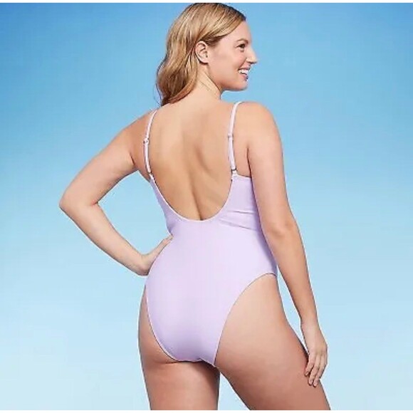 Wild Fable Underwire High Leg Cheeky One Piece Swimsuit Lilac XXS - Picture 3 of 8